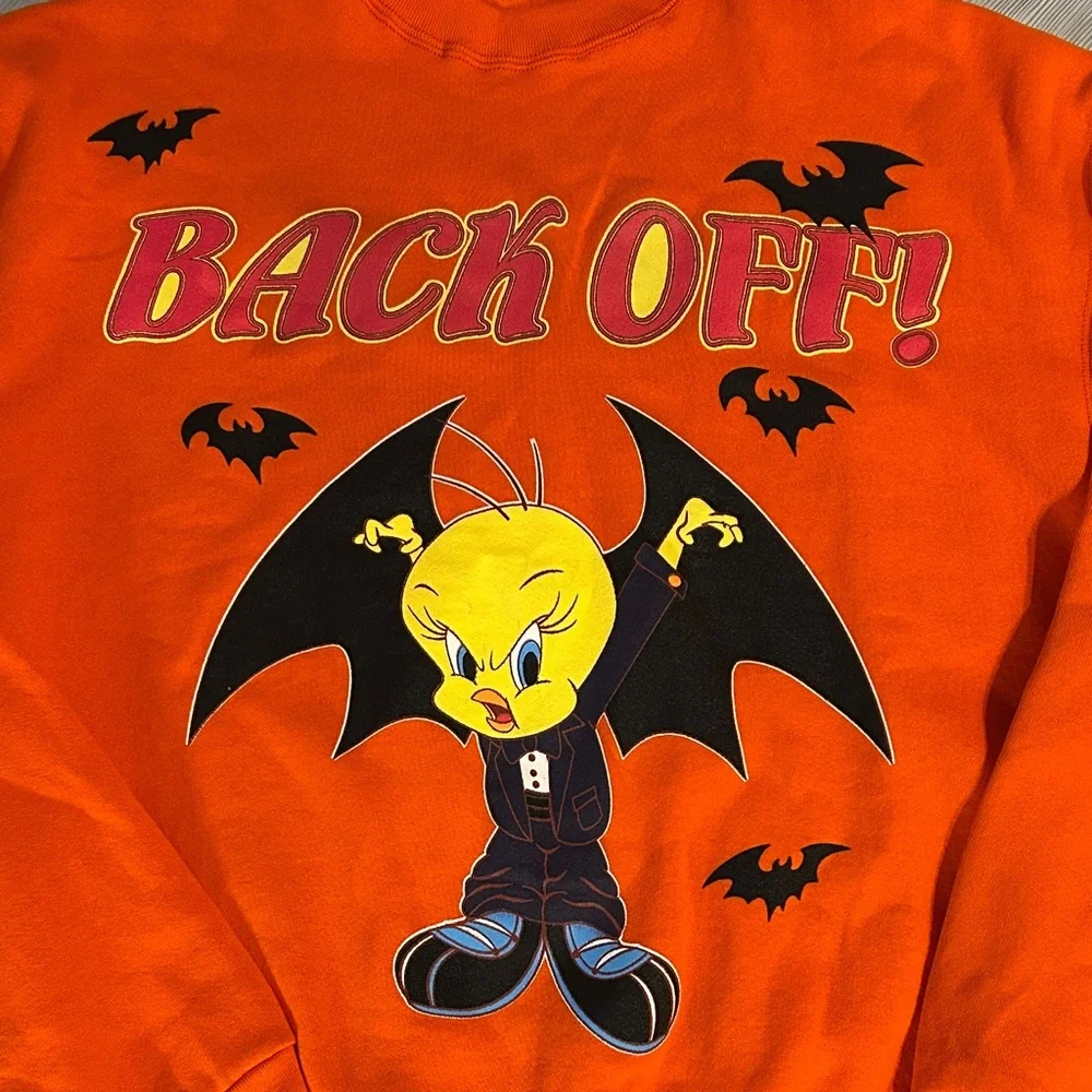 Vintage Looney Tunes Orange Halloween Sweatshirt Men’s X Large Preowned - Picture 2 of 4